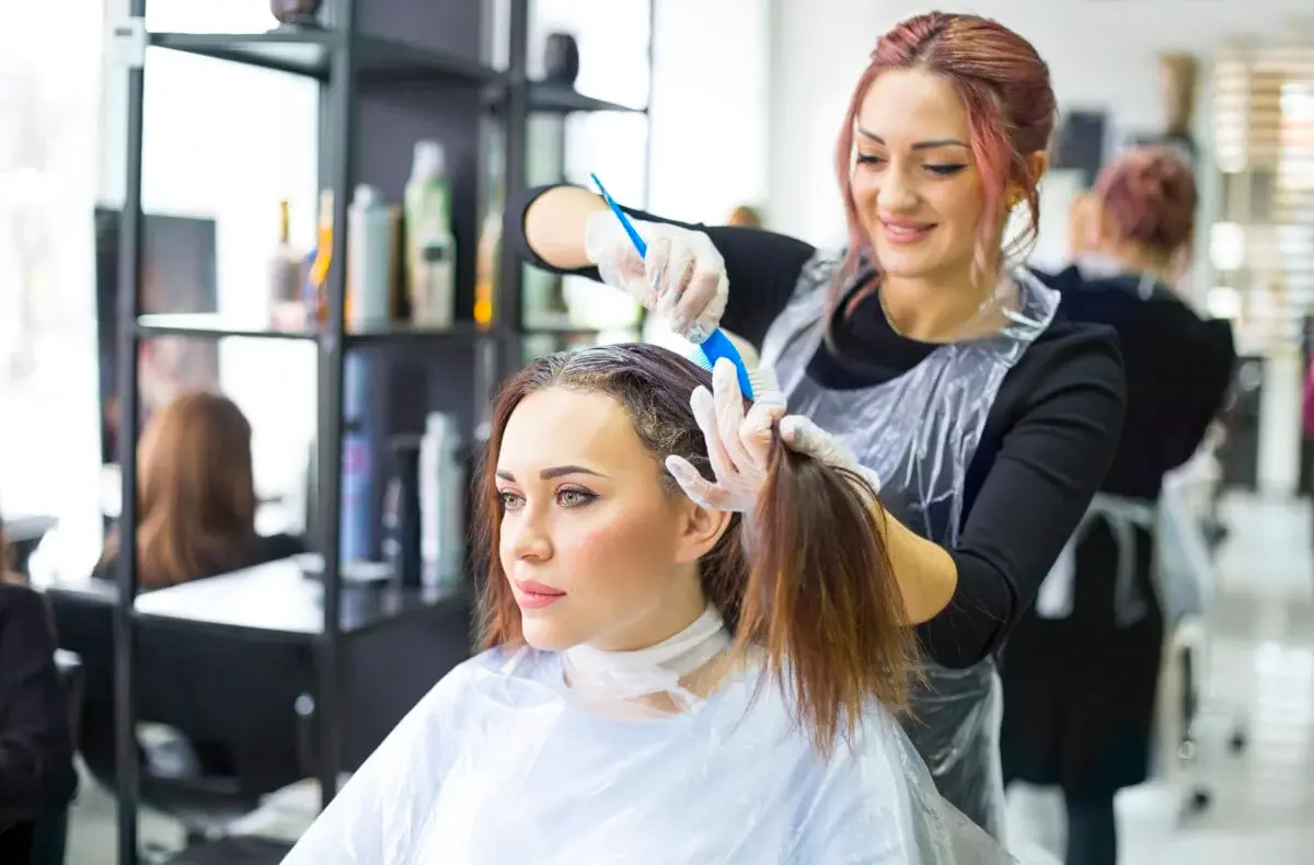 Lady in a salon doing hair