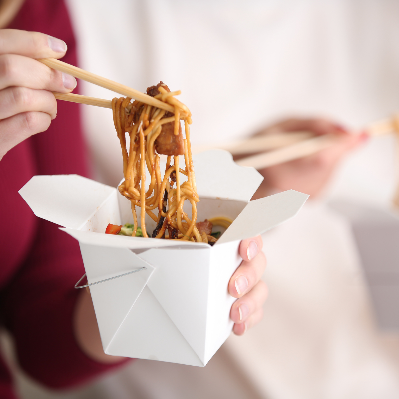 Noodles in takeaway box